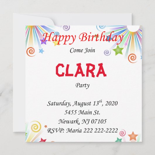 ハッピーバースデーカード　ピンクの豚の招待状 招待状 (裏面)