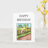 ハッピーバースデーカード、フォークア絵を描ートプリント カード (黄色い花)