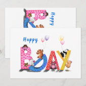 ハッピーバースデーカード(ベビーベアパーティー) (正面/裏面)