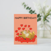 ハッピーバースデーカード(愛ハートとクマ) ポストカード (スタンド正面)