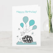 ハッピーバースデーカード（星亀の青い風船） カード (正面)