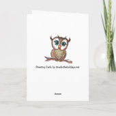 ハッピーバースデーカード、水色フクロウとカップケーキ カード (裏面)