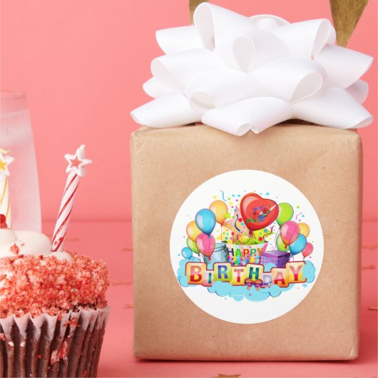 ハッピーバースデーカード(汎用) ラウンドシール (パーティー)