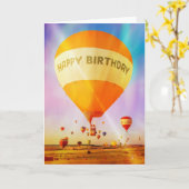 ハッピーバースデーカード: 熱気球 カード (黄色い花)