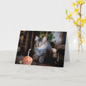 ハッピーバースデーカード（猫） カード (黄色い花)