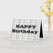 ハッピーバースデーカード。白黒のジオメトリ カード (黄色い花)