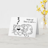 ハッピーバースデーカード：眠り猫 カード (黄色い花)