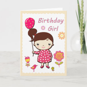 ハッピーバースデーカード: 誕生日の女の子 カード