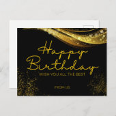 ハッピーバースデーカード(金ゴールドとブラック) 案内ポストカード (正面/裏面)