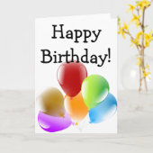 ハッピーバースデーカード: 6つのカラフルバルーン カード (黄色い花)