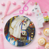 ハッピーバースデーカーニバル回転木馬馬写真おもしろい ペーパープレート (パーティー)