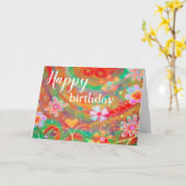 ハッピーバースデーガーデンハート カード (黄色い花)