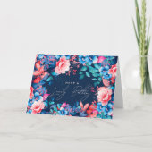 ハッピーバースデーガーデンフローラピンクネイビーブルー カード (正面)