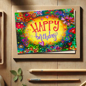 ハッピーバースデーガーリーおもしろいかわいらし カード