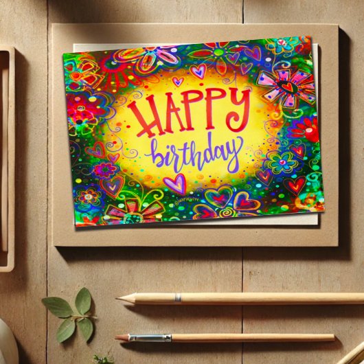 ハッピーバースデーガーリーおもしろいかわいらし カード