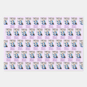 ハッピーバースデーガーリー名とフォトピンクと薄紫 ラッピングペーパーシート (正面3)