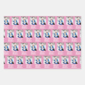 ハッピーバースデーガーリー名とフォトピンクと薄紫 ラッピングペーパーシート (正面)