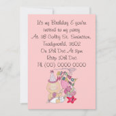 ハッピーバースデーガールが1歳を願う 招待状 (正面)