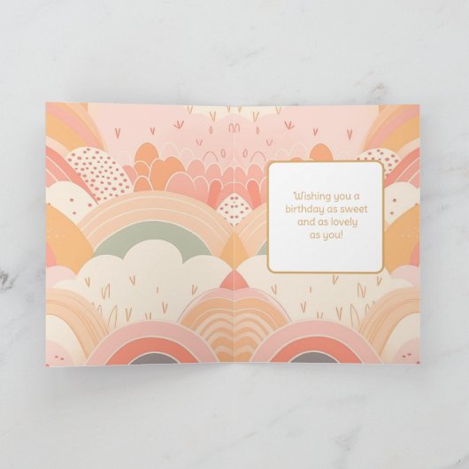 ハッピーバースデーガールオレンジキャットワイドアイズフローラ カード (内部)