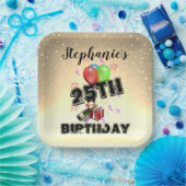 ハッピーバースデーガールゴールドと風船紙皿 ペーパープレート (パーティー)