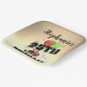 ハッピーバースデーガールゴールドと風船紙皿 ペーパープレート (傾斜あり)