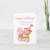 ハッピーバースデーガールズテディベアアイスクリーム カード (正面)