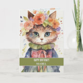 ハッピーバースデーガールタブビーキャットワイドアイズフローラ カード (正面)