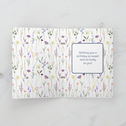 ハッピーバースデーガールパープルキャットワイドアイズフローラ カード (内部)