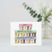 ハッピーバースデーガールフレンドの漫画の猫 ポストカード (スタンド正面)