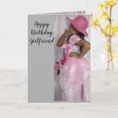 ハッピーバースデーガールフレンド カード (黄色い花)