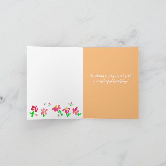 ハッピーバースデーガールペットドッグフラワーズ名前をカスタムする シーズンカード (内部)