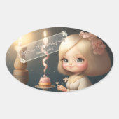 ハッピーバースデーガール01 楕円形シール (正面)