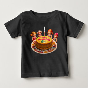 ハッピーバースデーガール ベビーファインジェージTシャツ ベビーTシャツ
