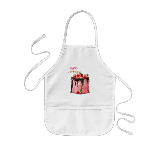 ハッピーバースデーキッズエプロン 子供用エプロン (正面)