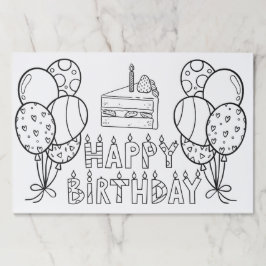 ハッピーバースデーキッズカラーリングページ ペーパーパッド