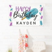 ハッピーバースデーキッズサマーアイスポップ・アートのパーティー 横断幕 (インサイチュ)