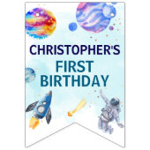 ハッピーバースデーキッズブモダンルー バンティングフラッグ (第1の旗)