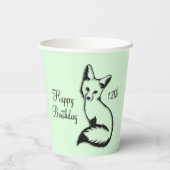 ハッピーバースデーキツネwエージグリーン 紙コップ (裏面)