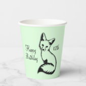 ハッピーバースデーキツネwエージグリーン 紙コップ (正面)