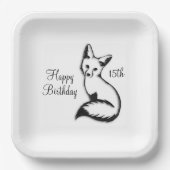ハッピーバースデーキツネw年齢 ペーパープレート (正面)