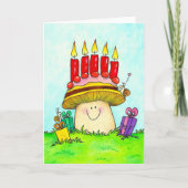 ハッピーバースデーキノコグリーティングカード サンキューカード (正面)