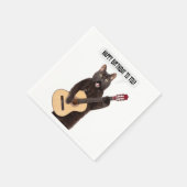 ハッピーバースデーキャットの歌遊とギター スタンダードカクテルナプキン (角)