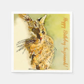 ハッピーバースデーキャットウォーター色ヒゲハート鼻 スタンダードカクテルナプキン (正面)