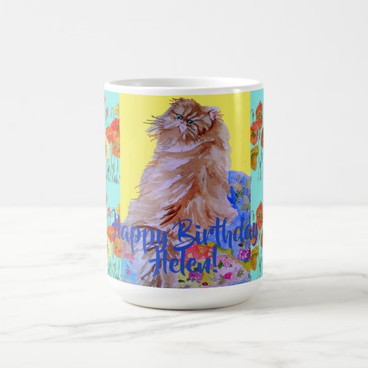 ハッピーバースデーキャットオレンジポピー女性名Mag コーヒーマグカップ (中央)