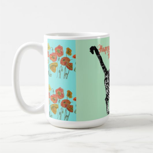 ハッピーバースデーキャットオレンジポピー女性名Mag コーヒーマグカップ (左)