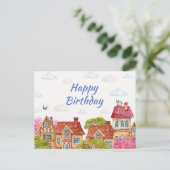 ハッピーバースデーキャットオンザルーフトップ ポストカード (スタンド正面)