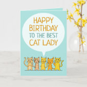 ハッピーバースデーキャットレディーあいさつ カード (黄色い花)