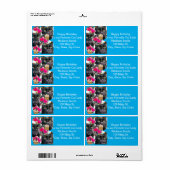 ハッピーバースデーキャットレディ住所 シールブルーラベル ラベル (フルシート)