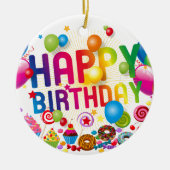 ハッピーバースデーキャンディとバルーン セラミックオーナメント (正面)