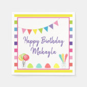 ハッピーバースデーキャンディランドスウィートトリートカスタムパーティー スタンダードカクテルナプキン (正面)